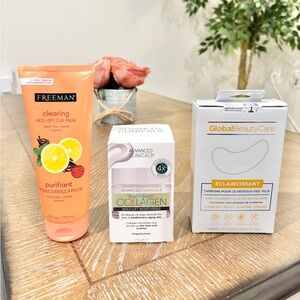 3 for $15 - Freeman Clay Mask Collagen Cream Eye Pads Skincare Bundle 3pc